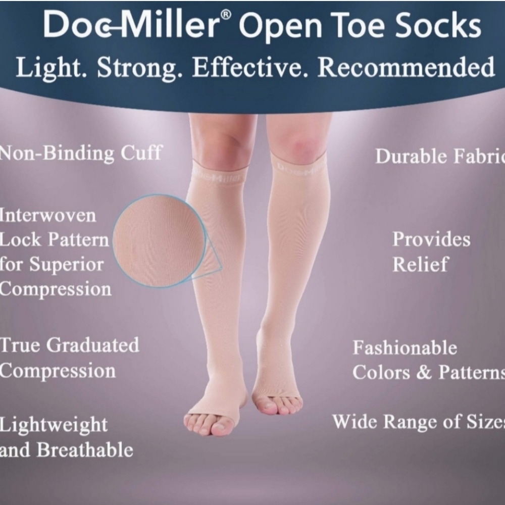 Doc Miller Open Toe Compression Socks Medium